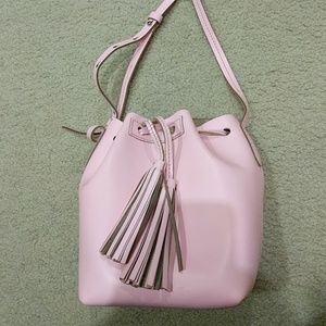 Jcrew pink leather bucket bag